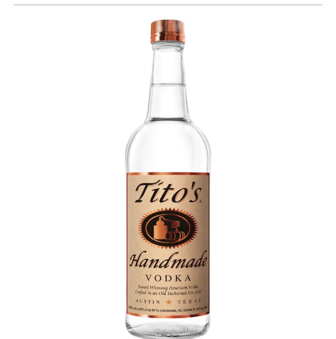 Tito’s Handmade Vodka bottle